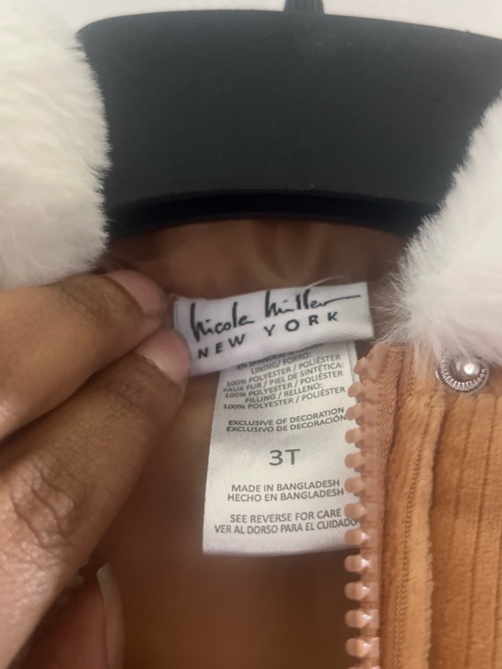 Nicole Miller Girls' Corduroy Teddy-Lined Hooded Vest in Tan - Picture 6 of 6